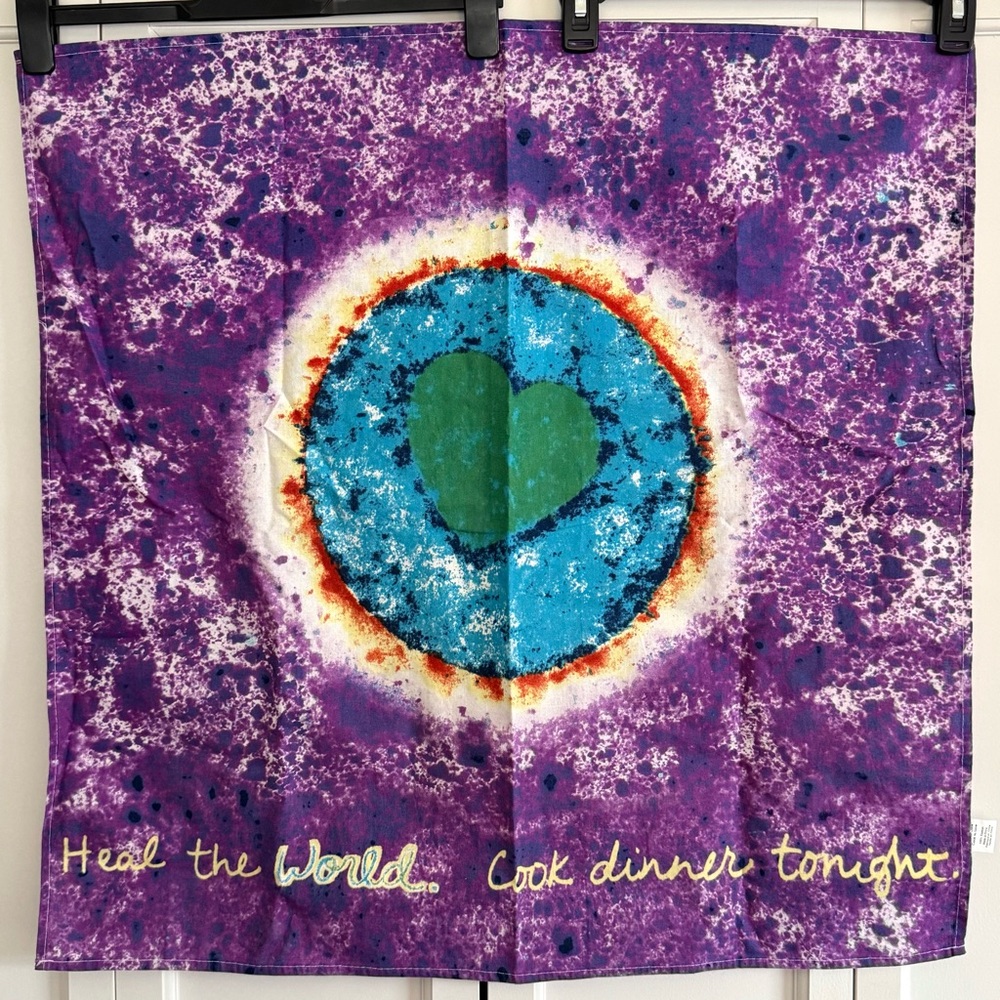 Penzeys Tie Dye Art Tapestry Heart Earth; Heal The World Cook Dinner Tonight 28”